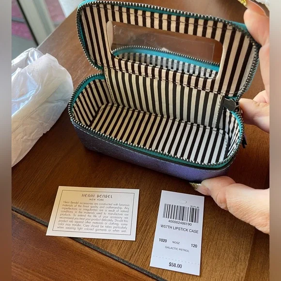 RARE Henri Bendel Galactic Petrol lipstick cosmetic case!!! Never used!! - Picture 5 of 7